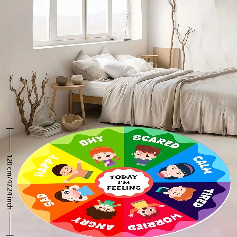 Kids Education Charts - Emotion Wheel Kids Round Rug Flannel