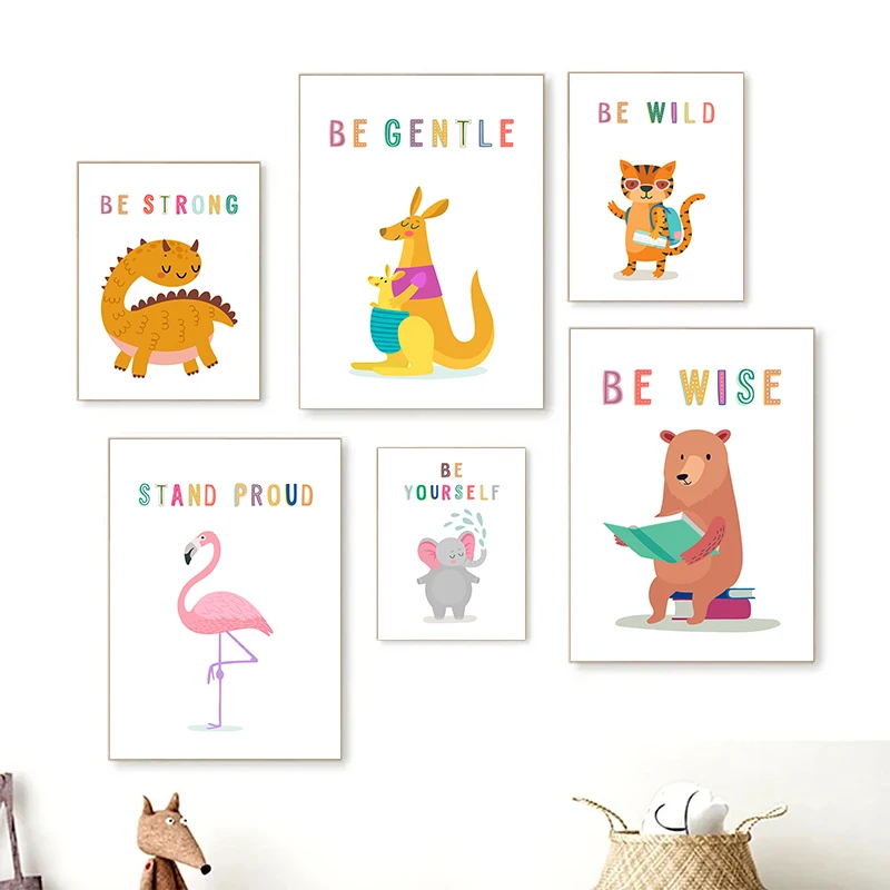Canvas  Print Wall  Animals En - Kids Education Yes ulasan dan harga