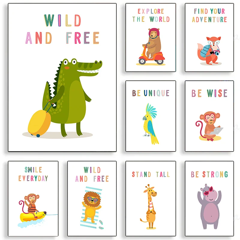 Canvas  Print Wall  Animals En - Kids Education Yes ulasan dan harga